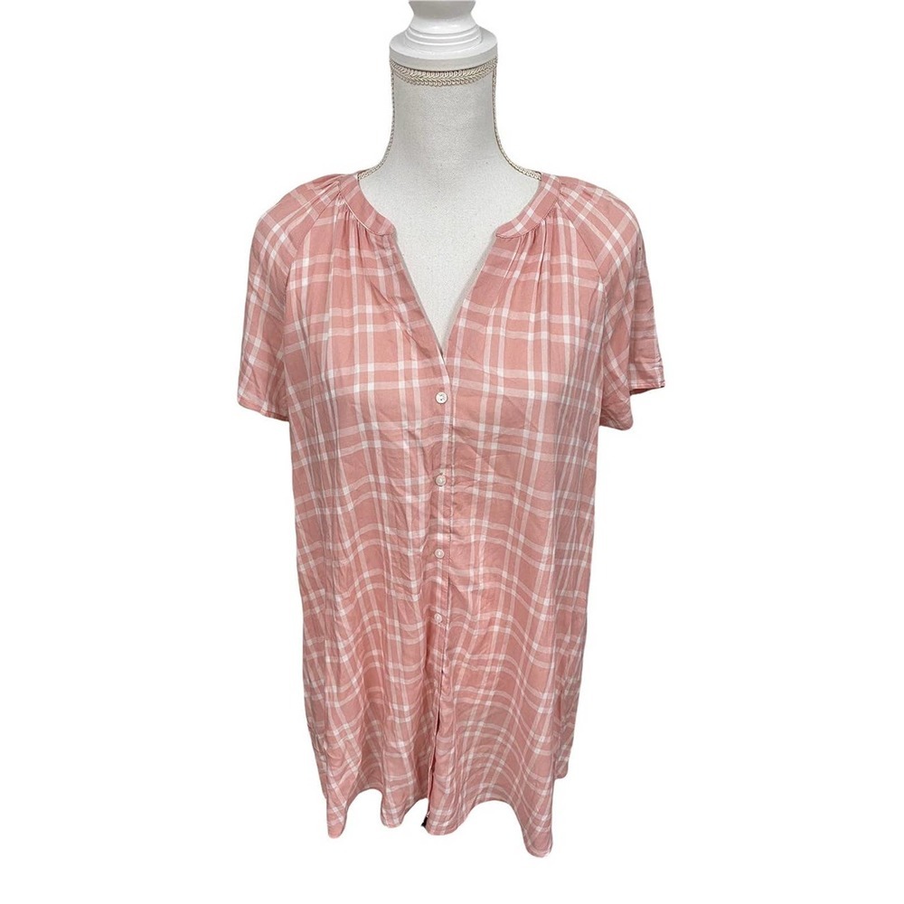Isabel Maternity Top Mauve/White Plaid Size Medium -23